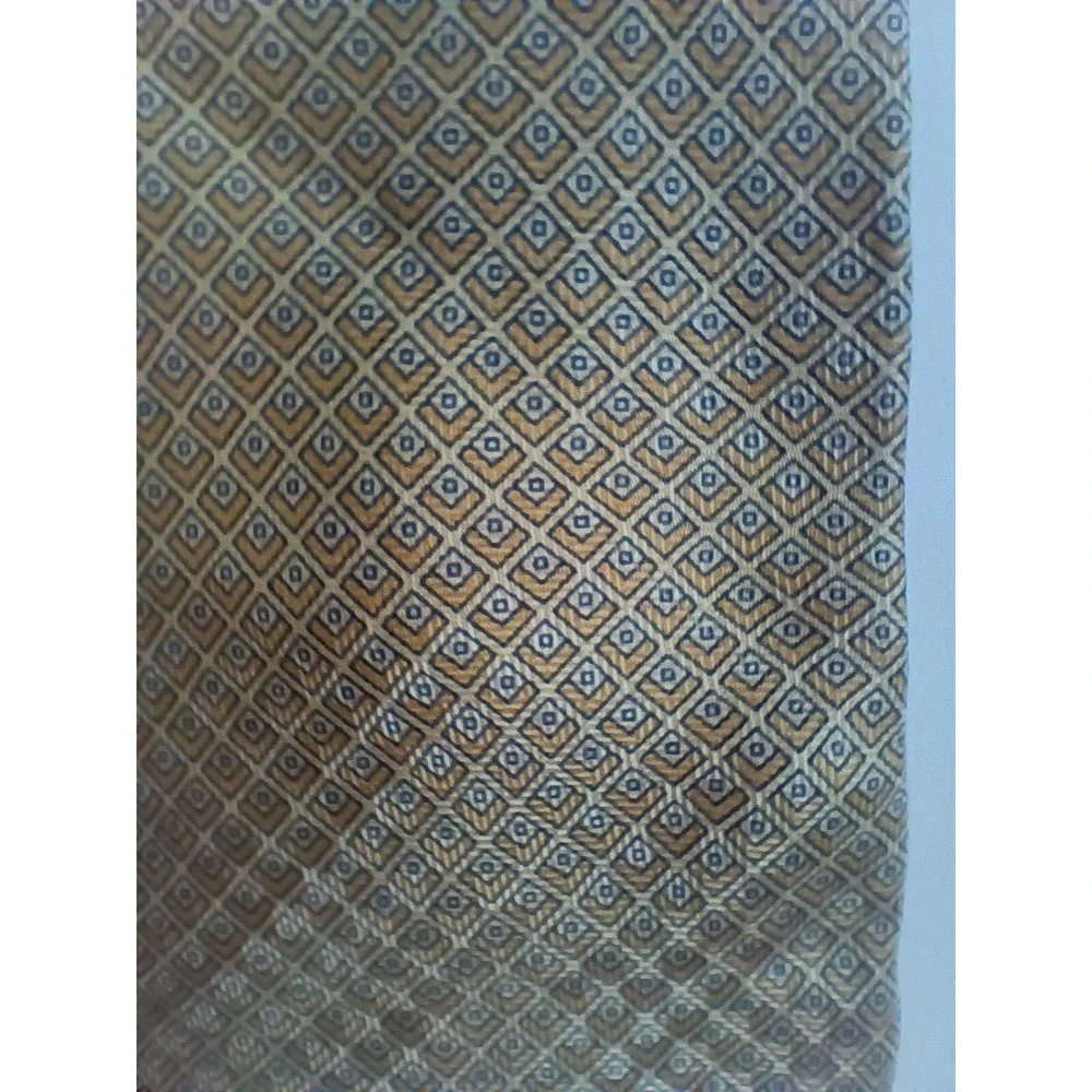 Umberto Bossi all silk 59in mens tie gold/yellow geometric design‎ B2